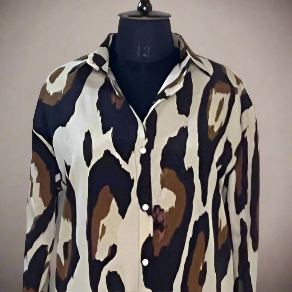 Beige Animal Shirt Dress