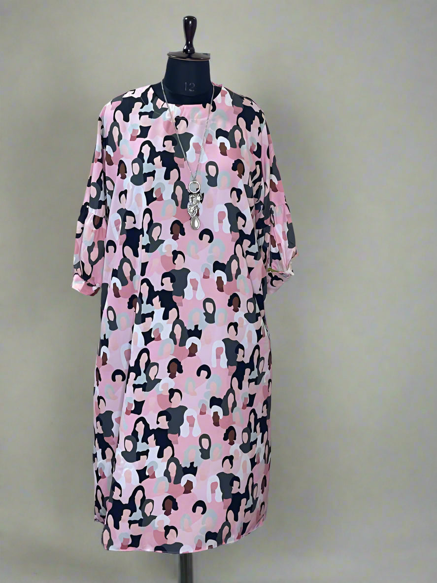 Pink Lady Print Dress