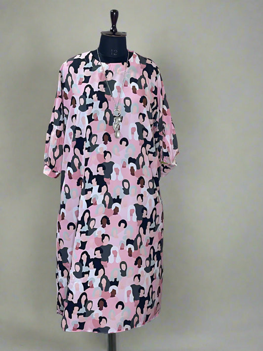 Pink Lady Print Dress