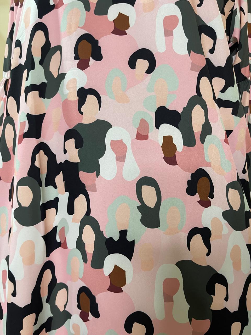 Pink Lady Print Dress
