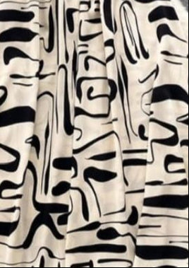 Creme-Black Abstract Dress