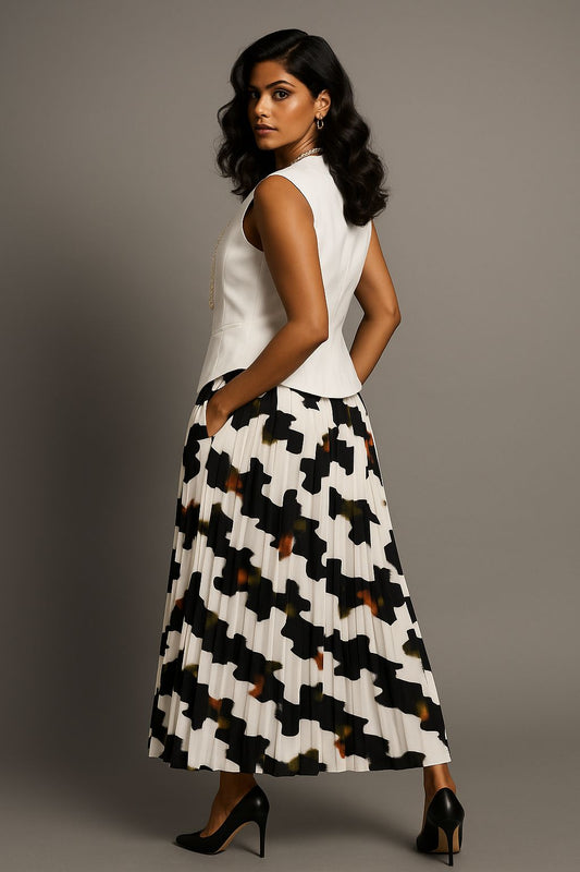 White Printed Skirt Cordset