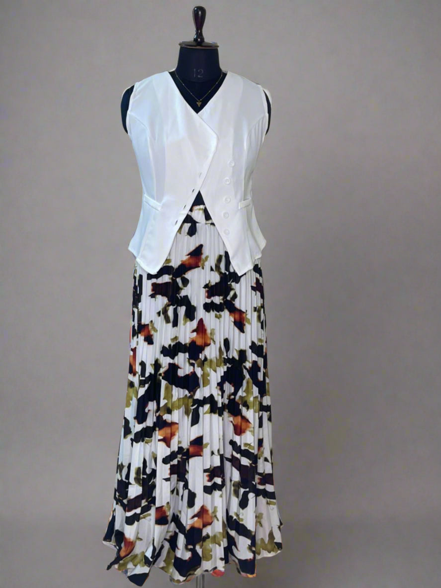 White Printed Skirt Cordset