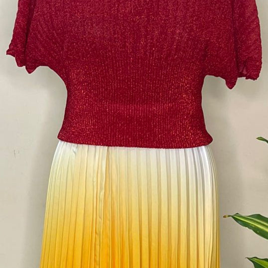 Red Yellow Skirt Cordset