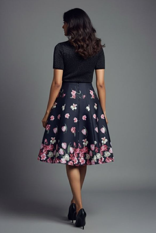 Black Printed Barbie Skirt