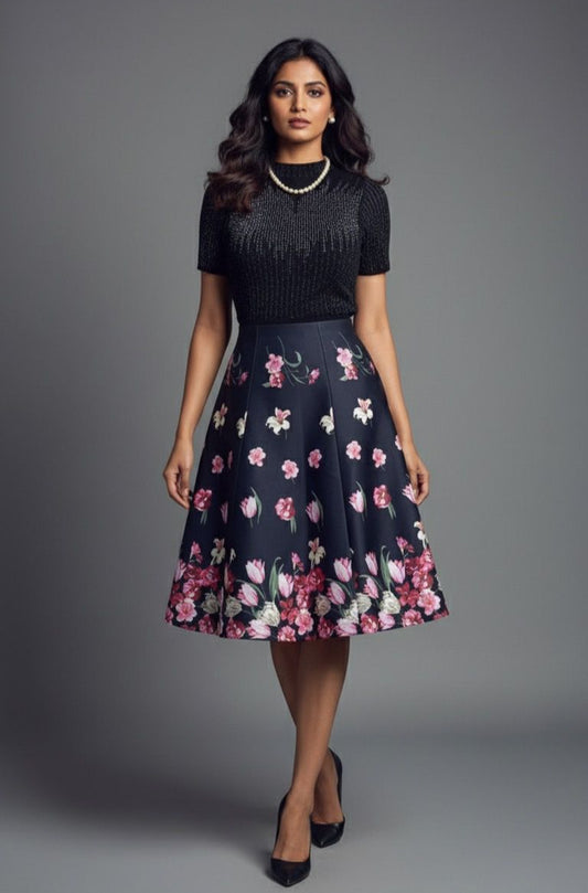 Black Printed Barbie Skirt