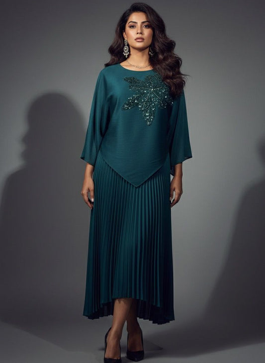 Bottle Green Korean Skirt Top