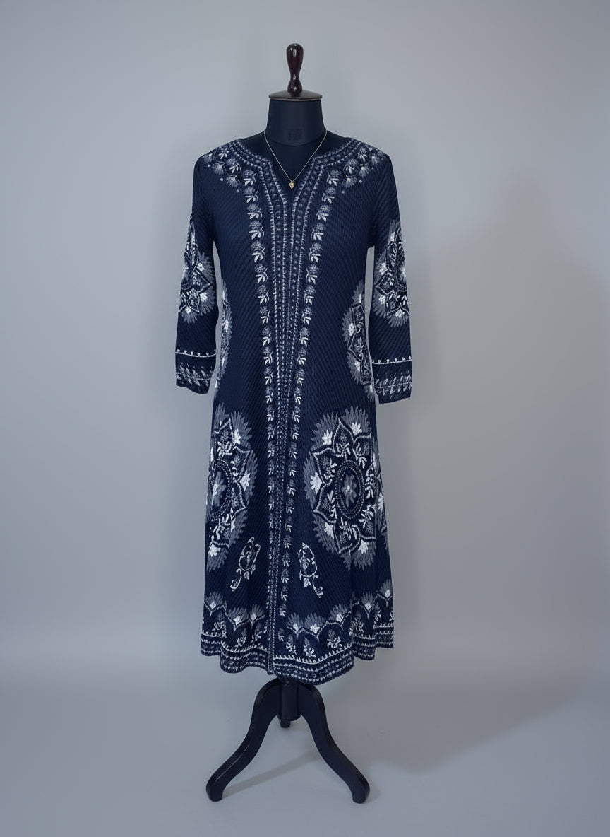Black Print Korean Dress