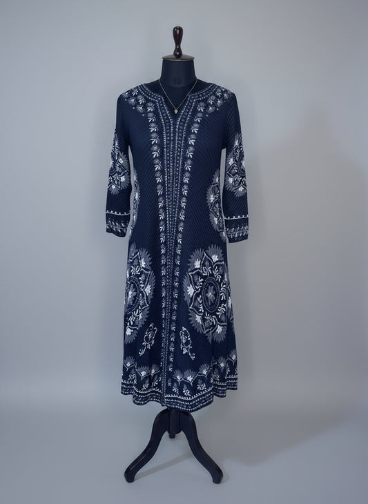 Black Print Korean Dress