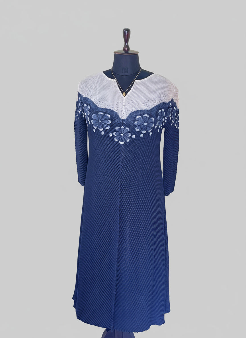 Blue White Korean Dress