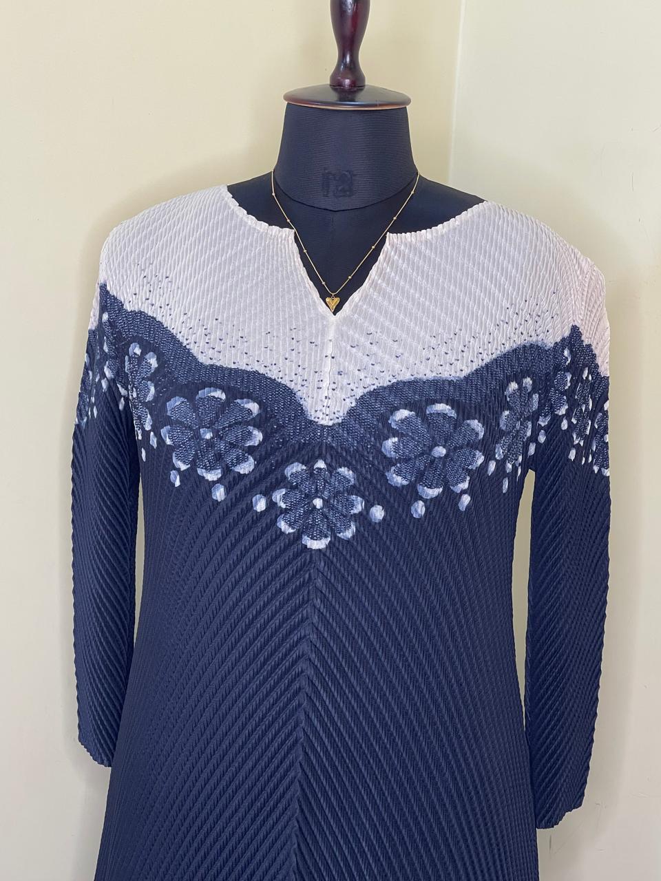 Blue Off-White Korean Dress