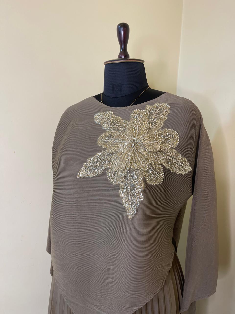 Stone Beige Korean Skirt Top