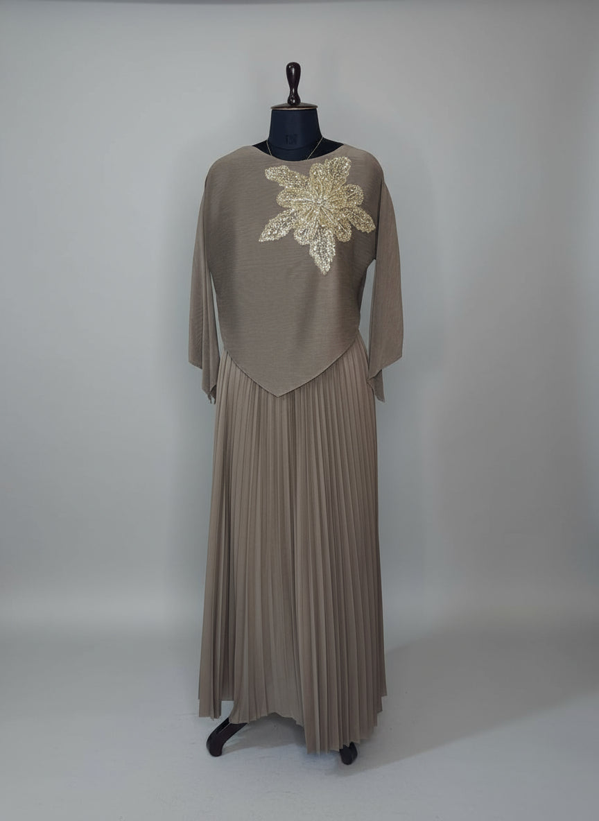 Stone Beige Korean Skirt Top