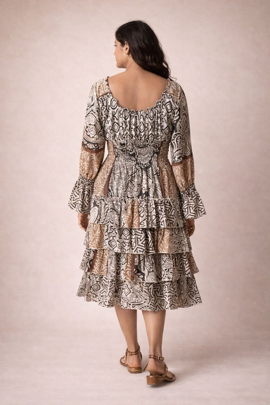 Beige Kasturi Tiered Dress