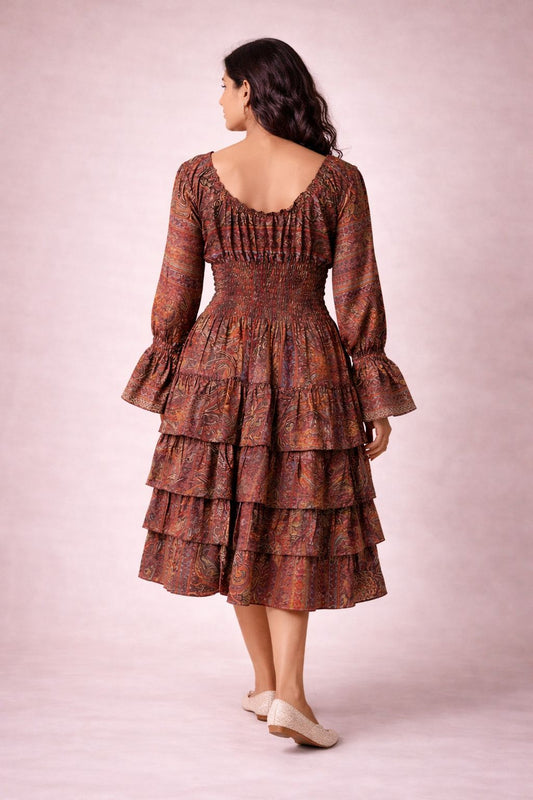 Brown Kasturi Tiered Dress