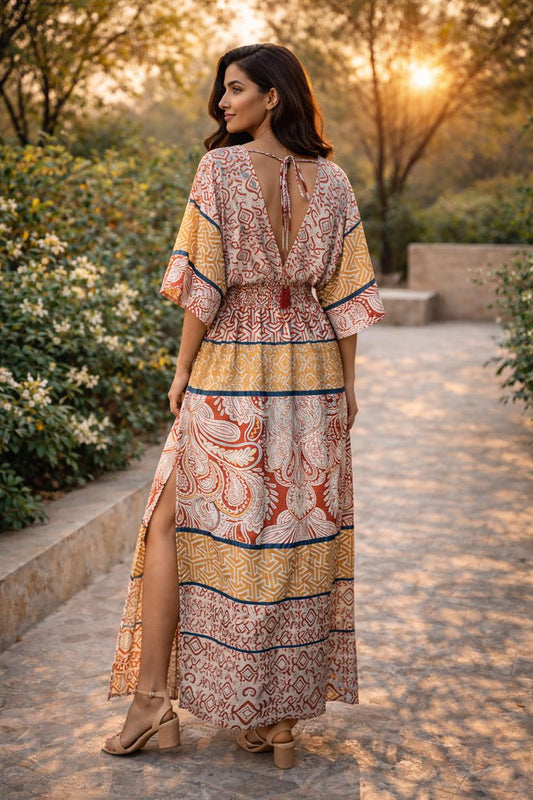 Beige Kasturi Slit Dress