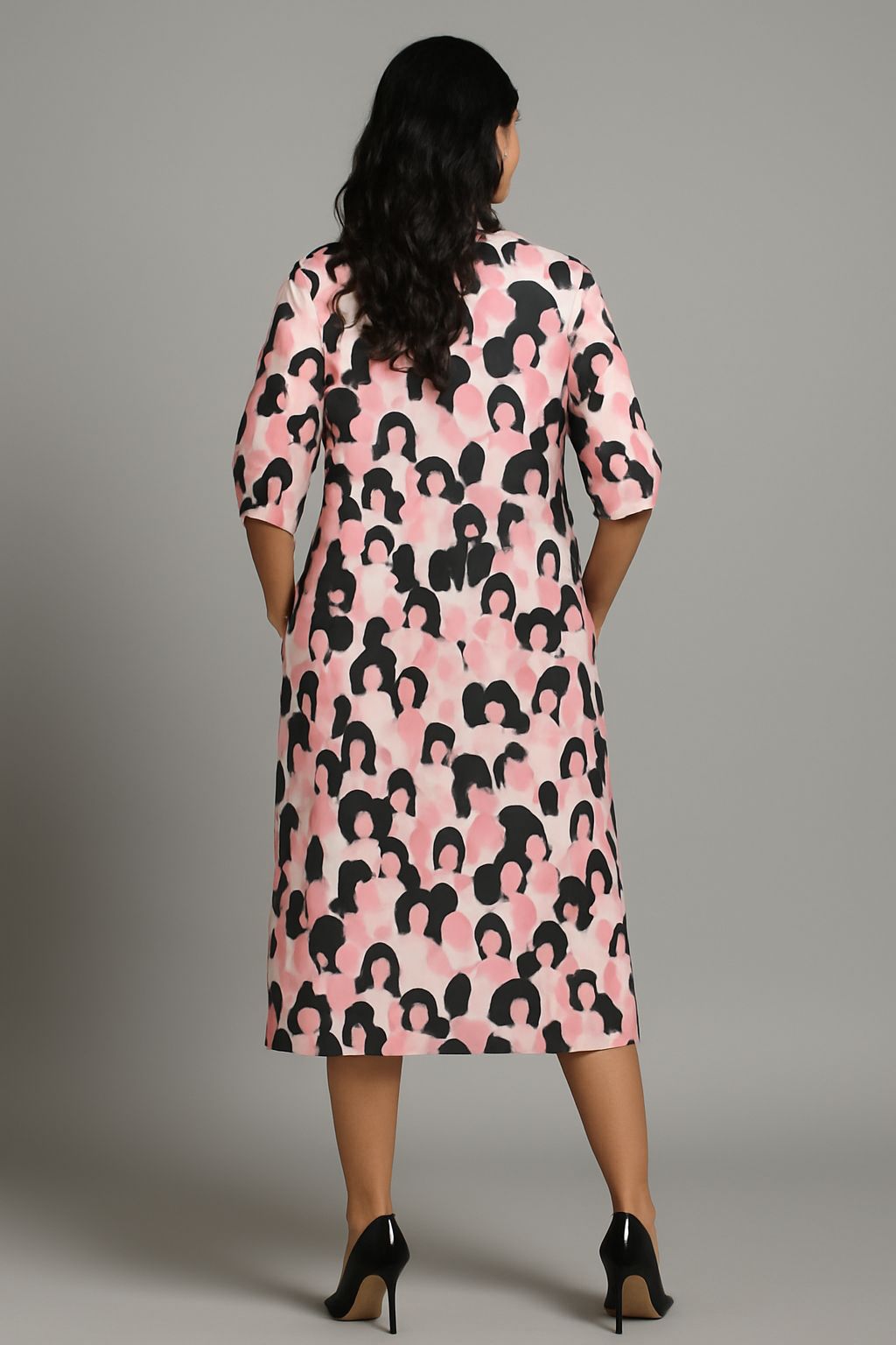 Pink Lady Print Dress