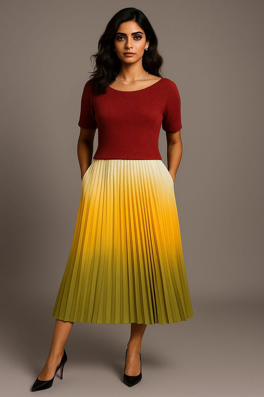 Red Yellow Skirt Cordset