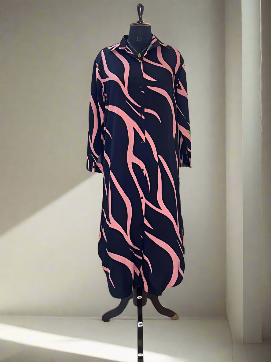 Black Zebra Shirt Dress
