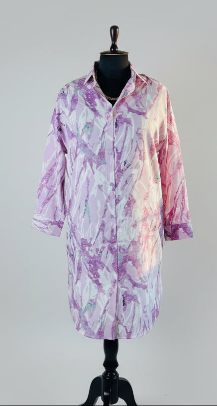 Pink Marble Shirt Dress