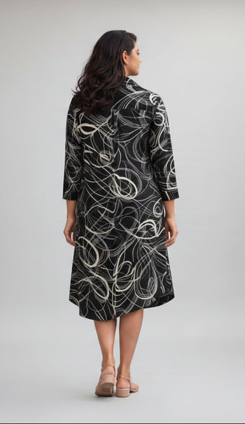Black Scribble Shirt Dress