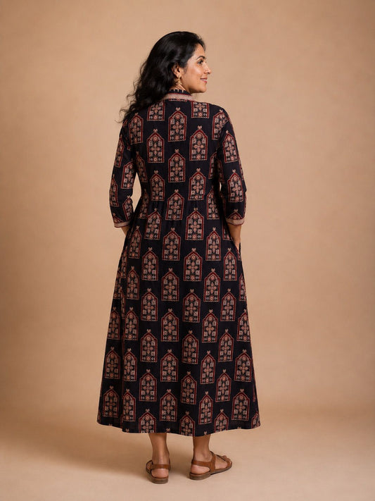Black Ajrak Aalia Dress