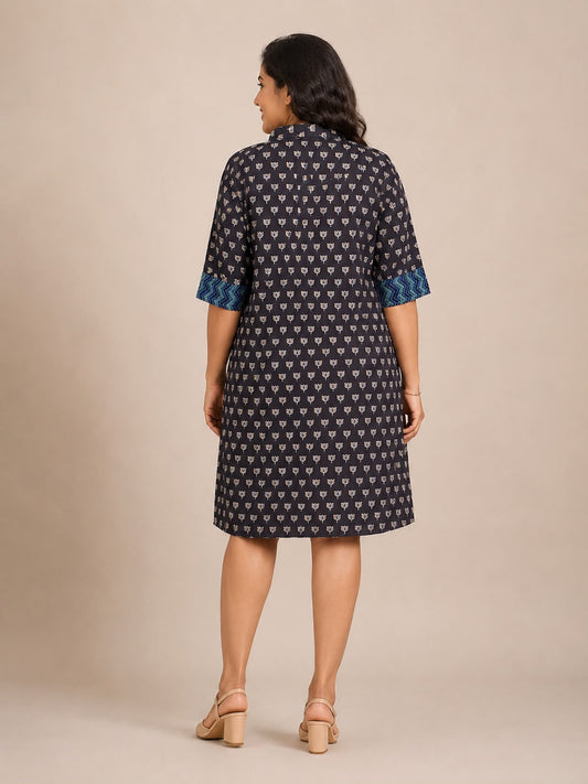 Grey-Black Heena Shirt Dress