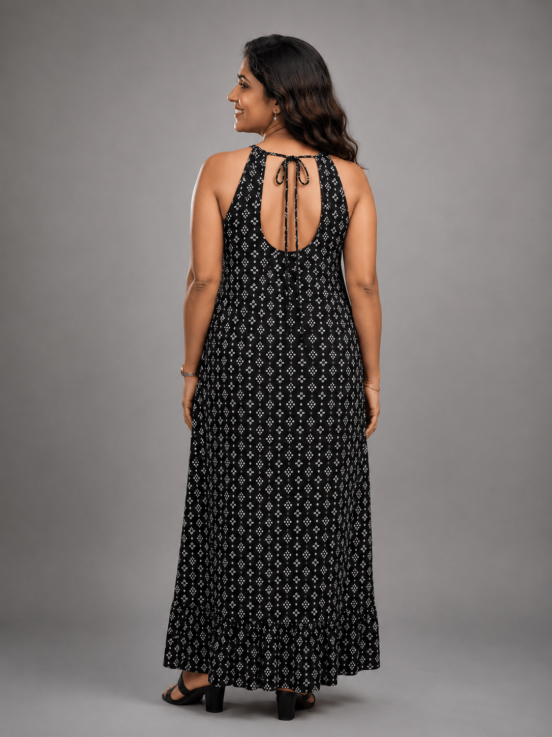 Black Bloom Cotton Maxi Dress