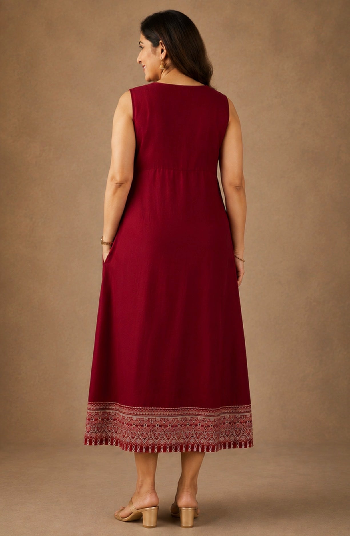 Maroon A-line Modal Dress