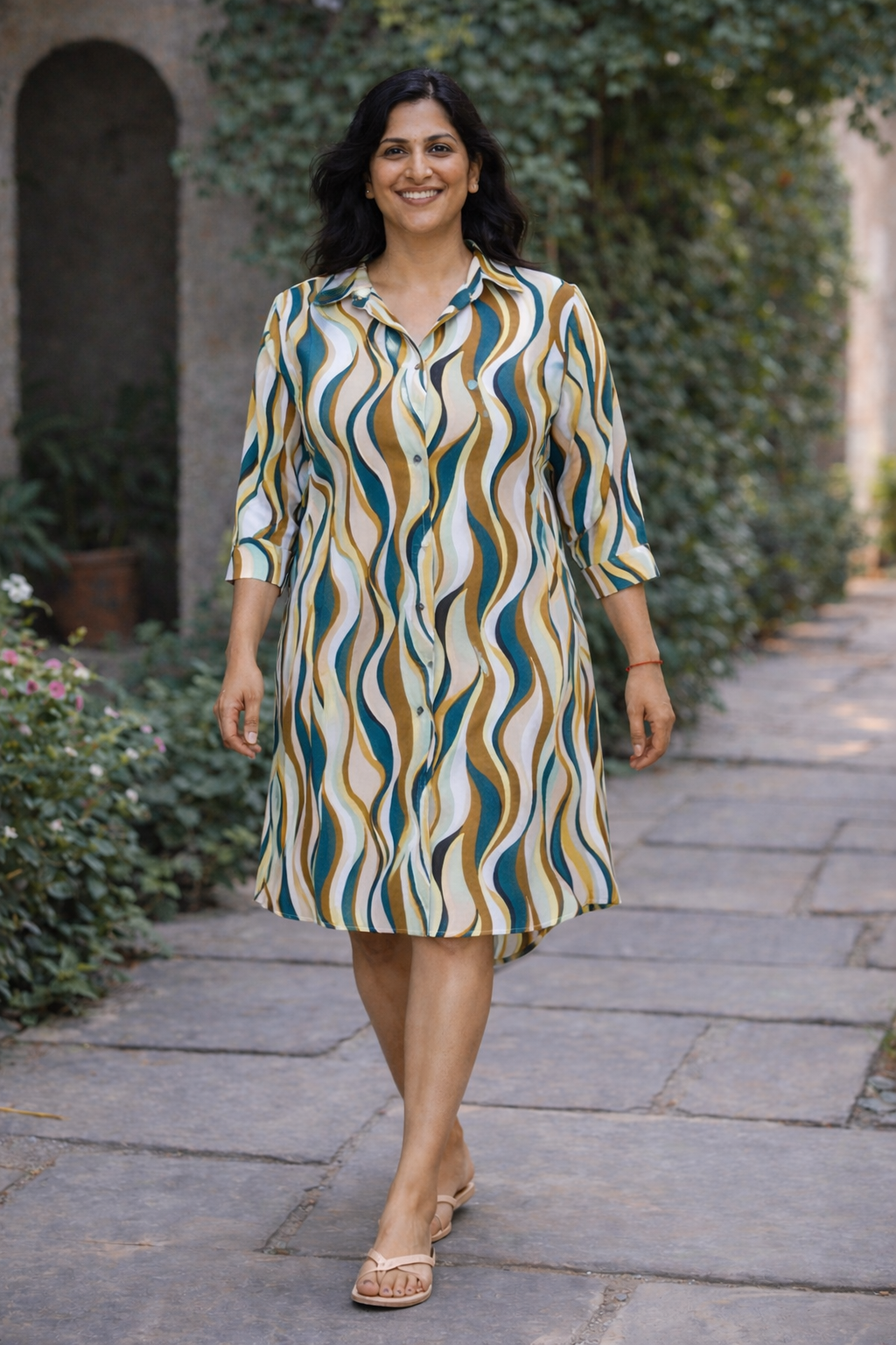 Green Multi Shirt Dress