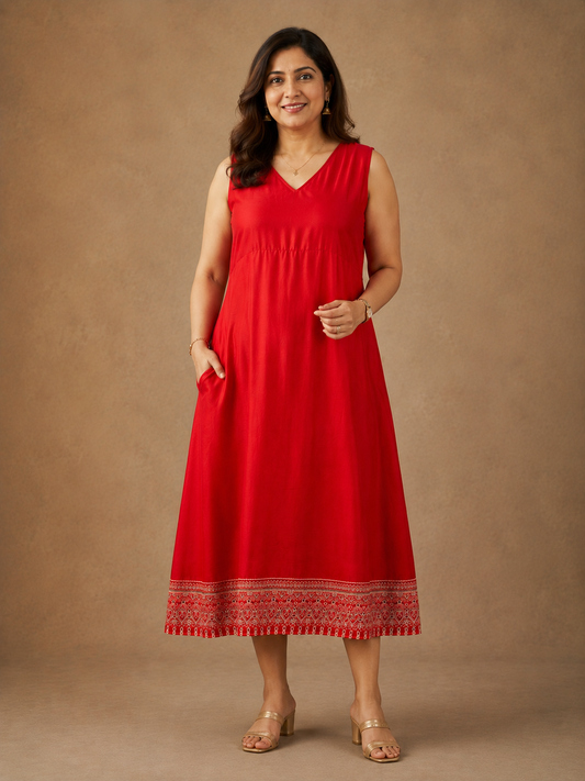 Red A-line Modal Dress