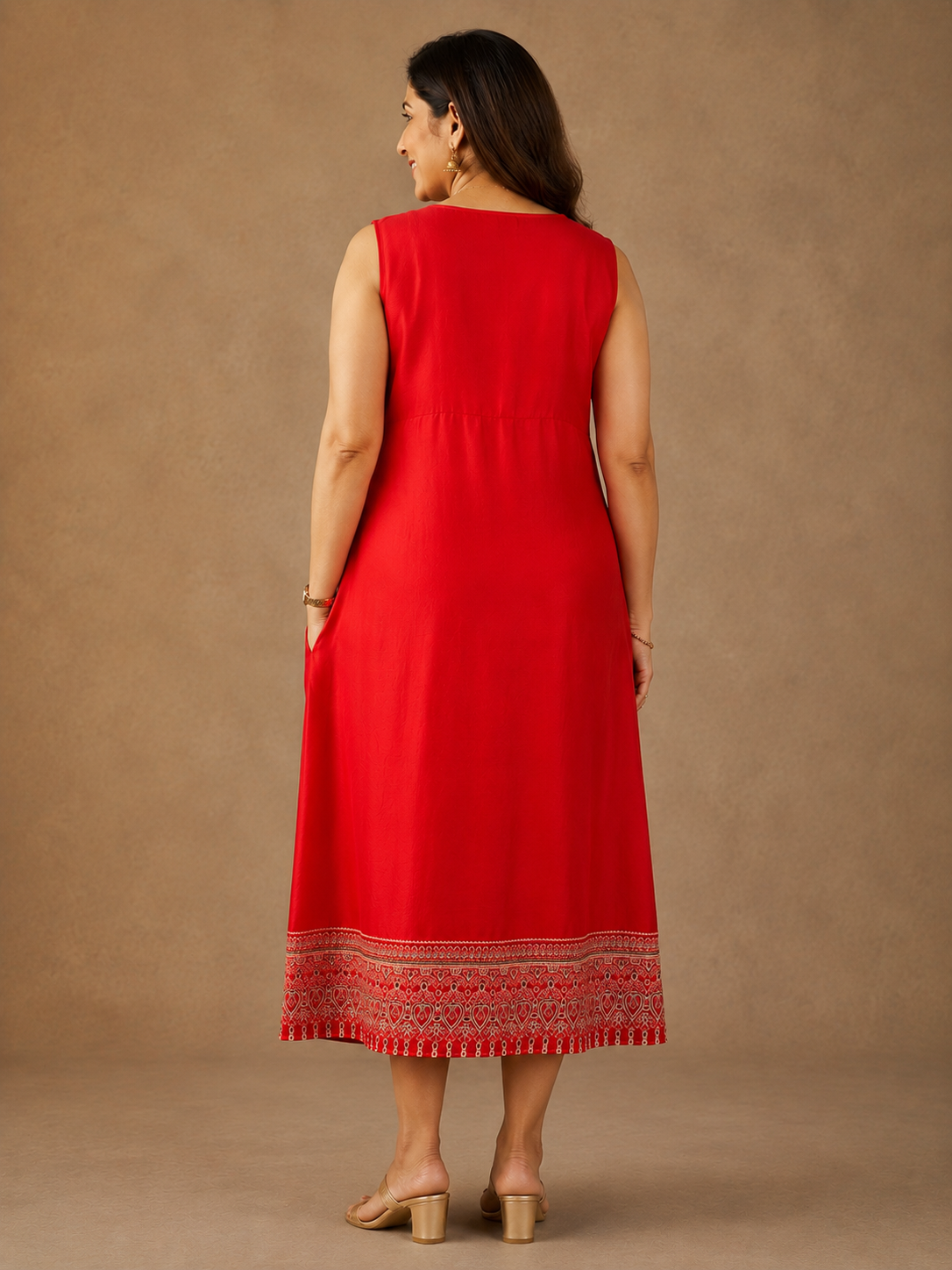 Red A-line Modal Dress