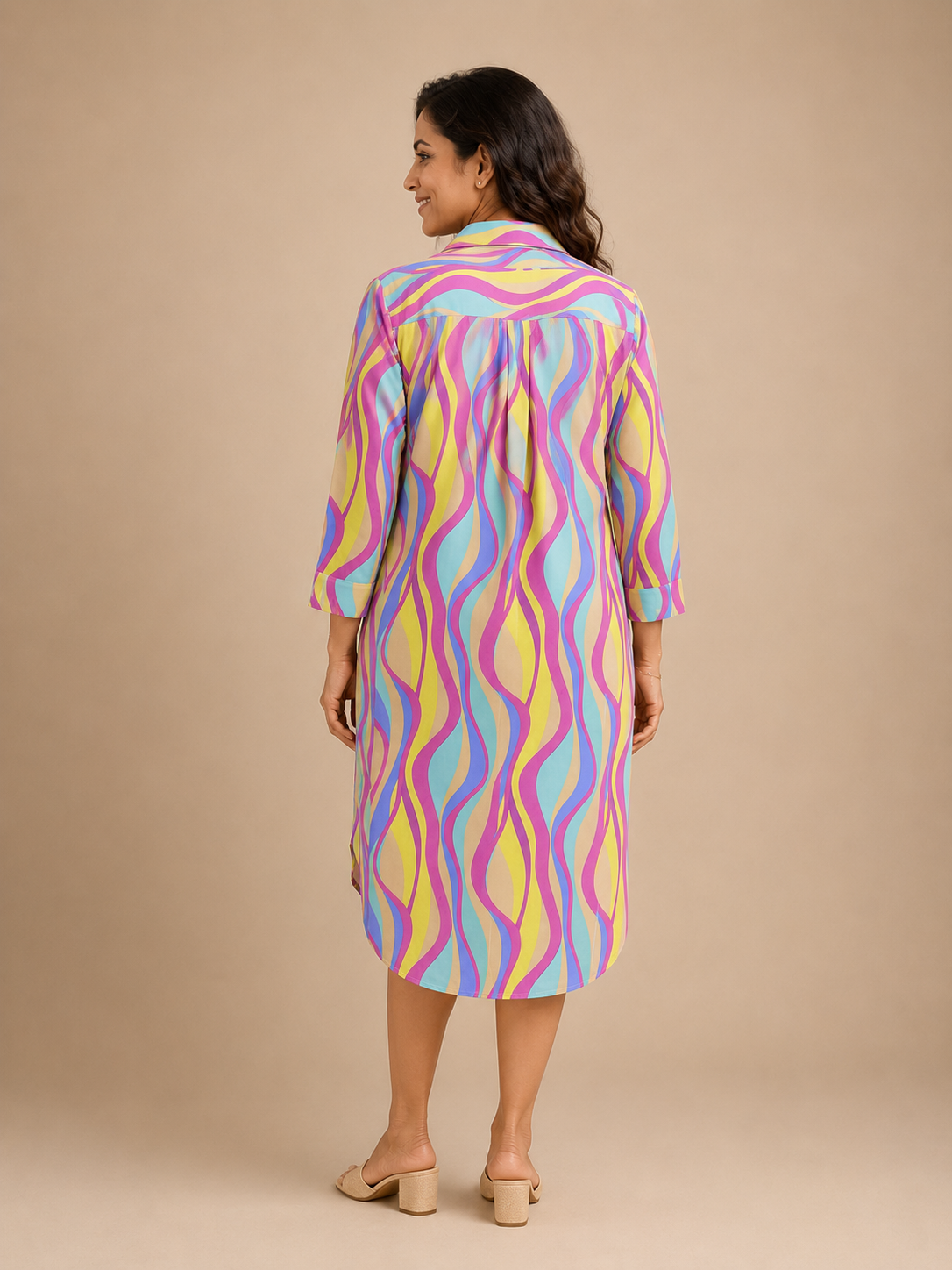 Pink Multi-color Shirt Dress