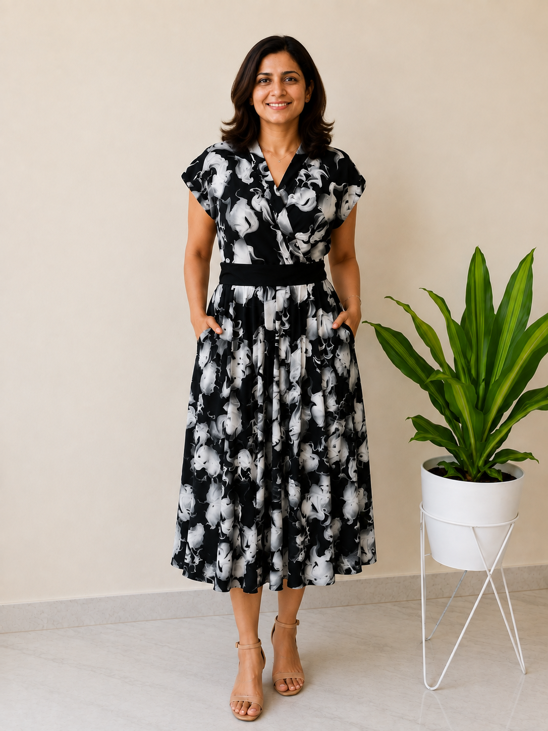 Black-Grey Abstract Dress