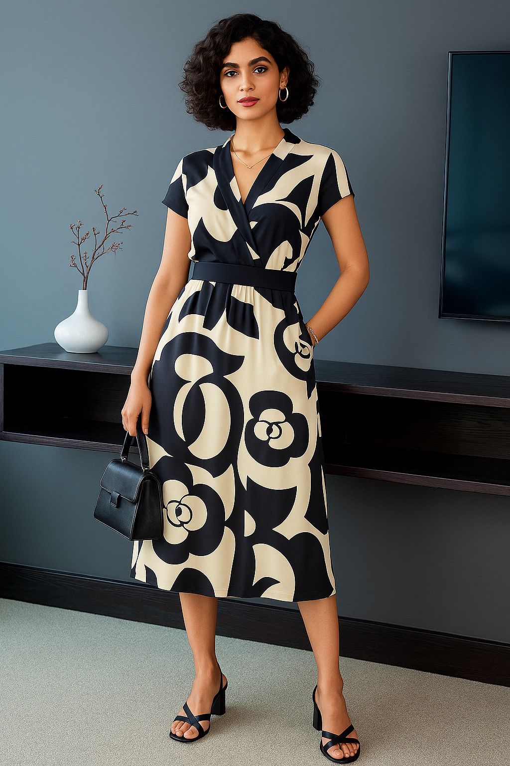 Black-White  Abstract Dress