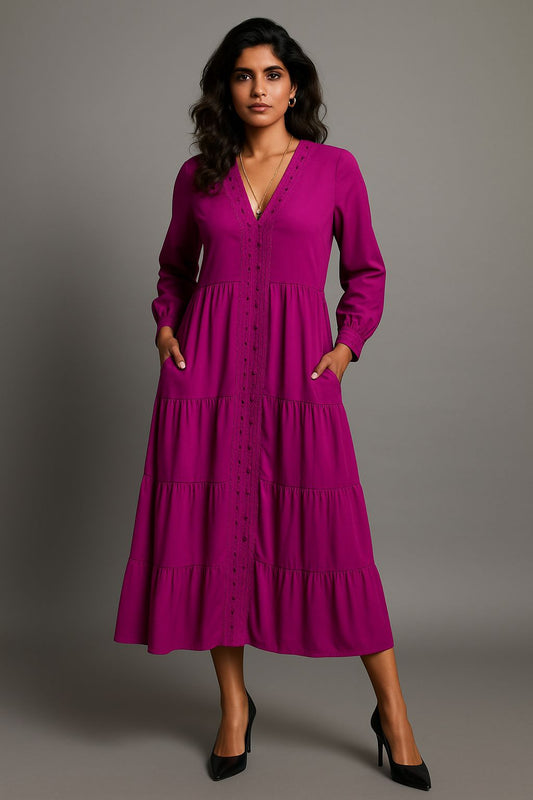 Fuschia Pink Tiered Dress