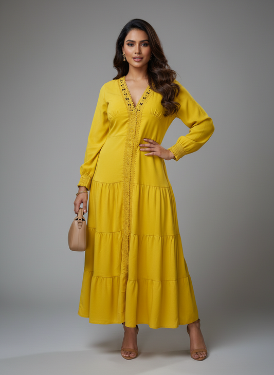 Yellow Tiered Dress