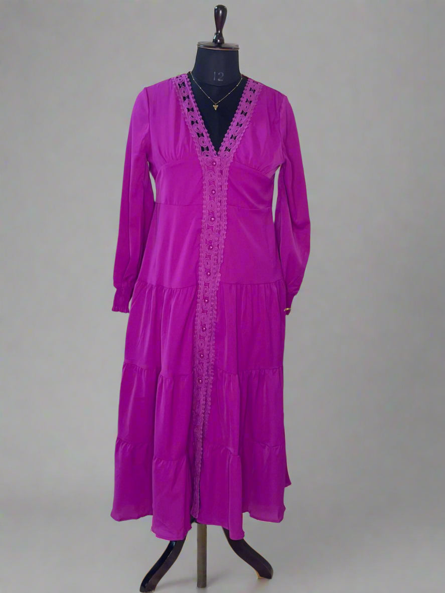 Fuschia Pink Tiered Dress