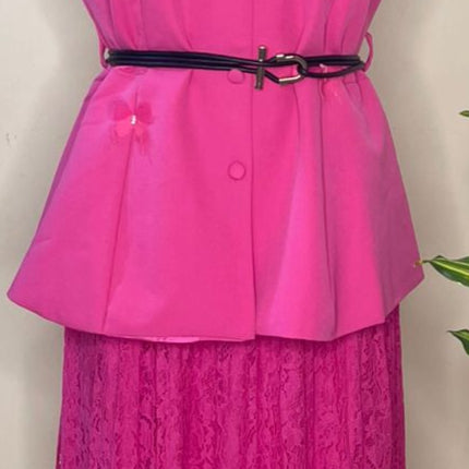 Pink Lace Skirt Cordset