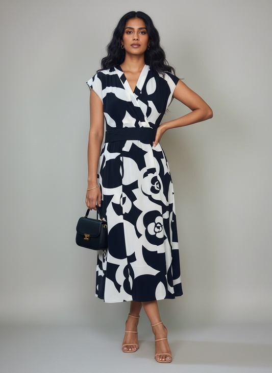 Black-White  Abstract Dress