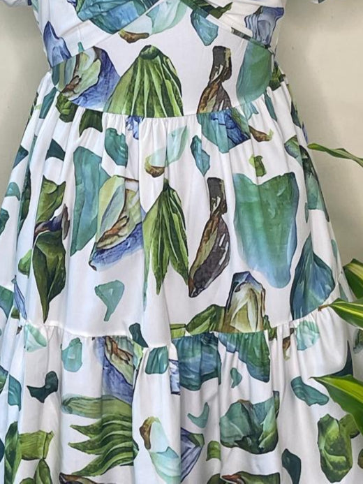 White Printed Tiered Dress