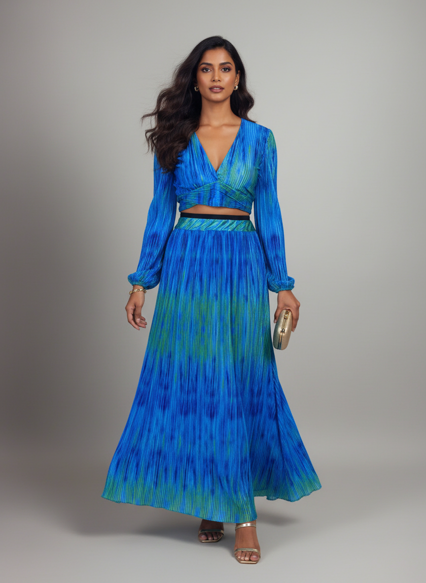Blue Pleated Cordset