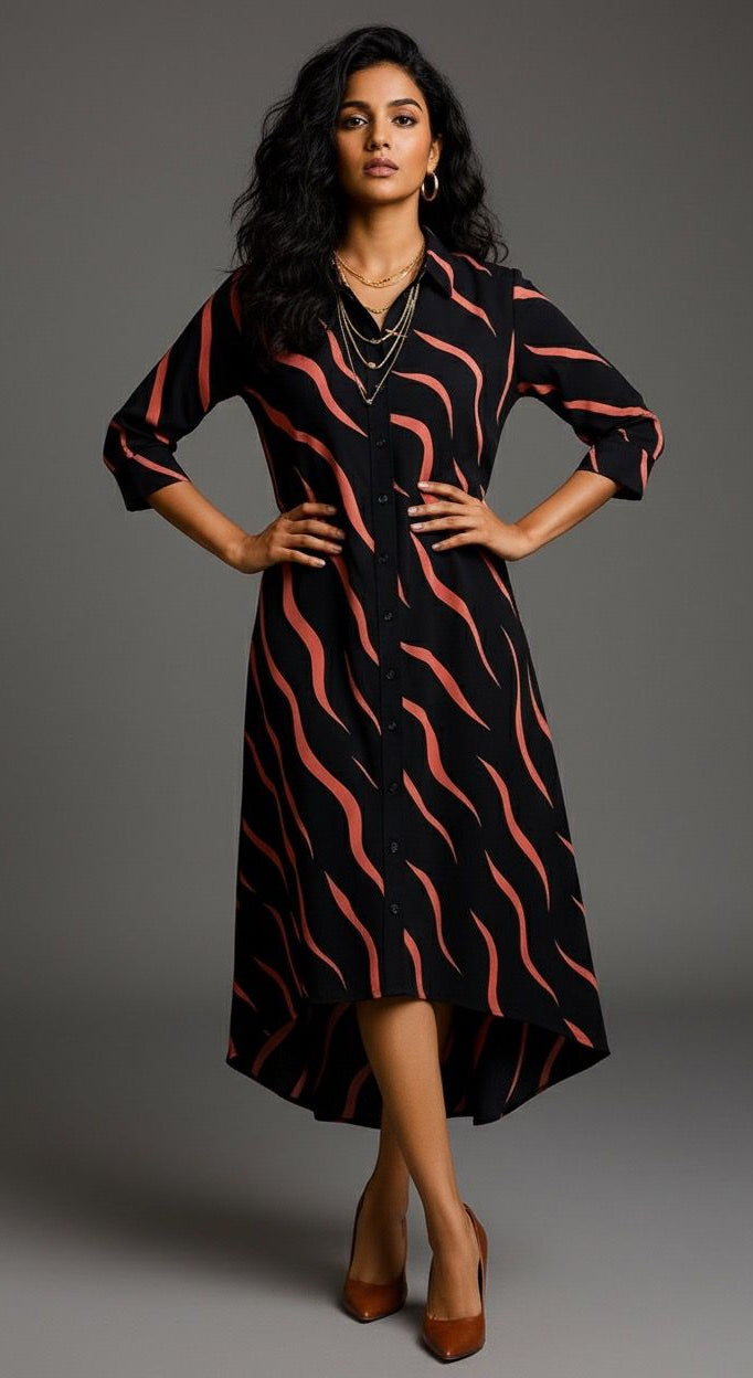 Black Zebra Shirt Dress