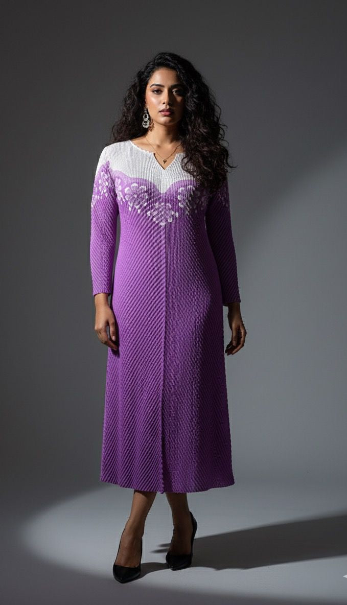 Lavender White Korean Dress