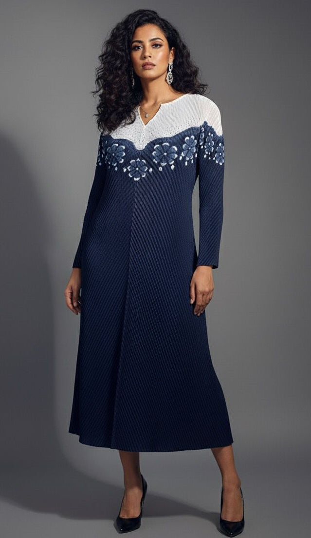 Blue White Korean Dress