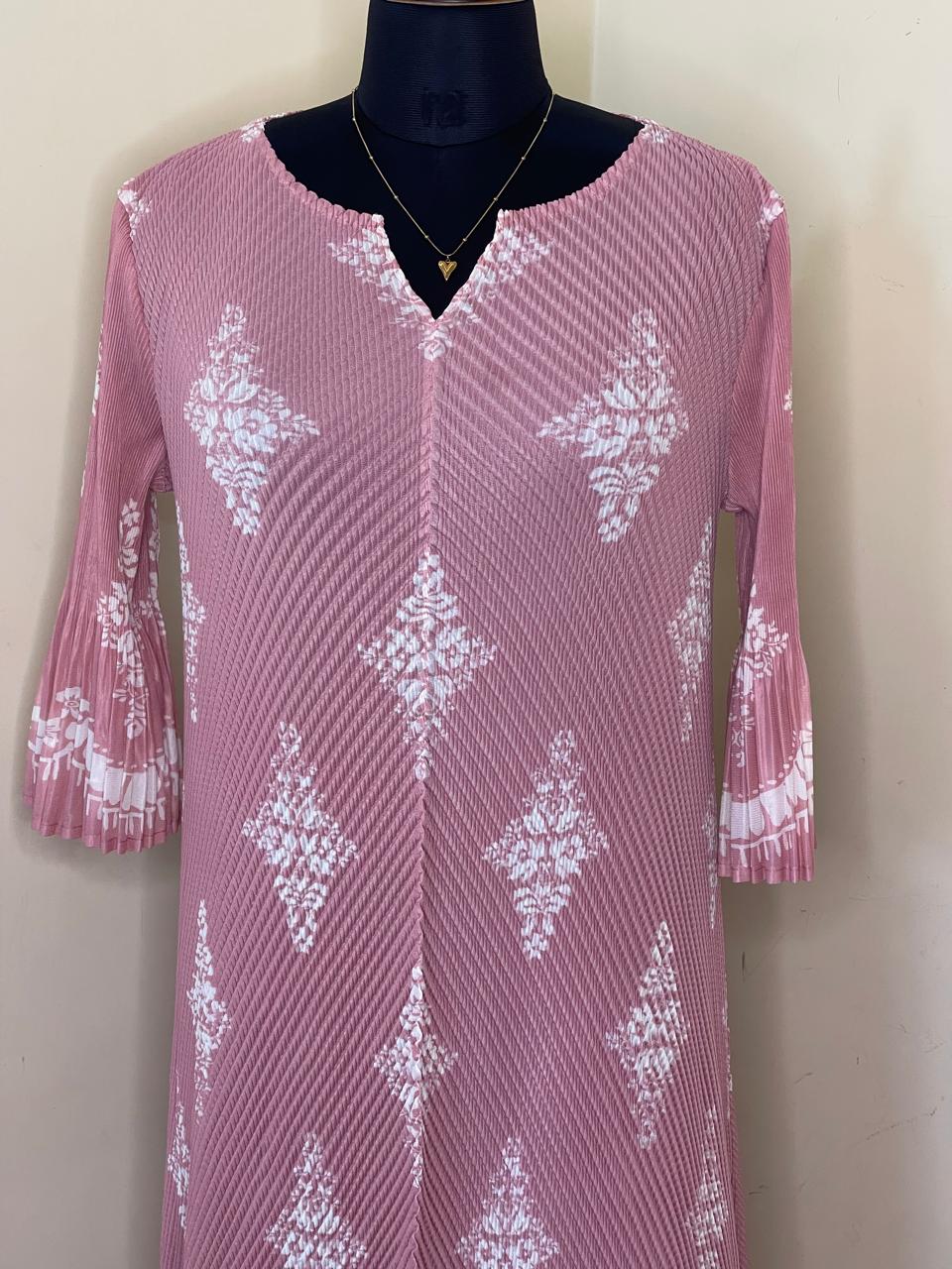 Mauve Print Korean Dress