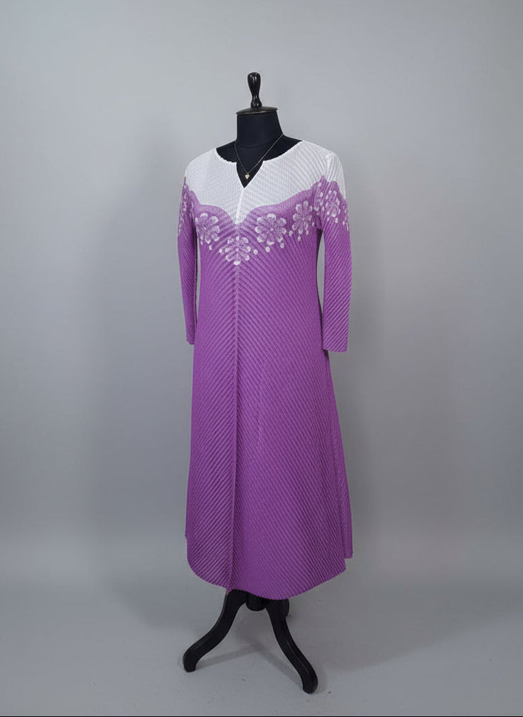 Lavender White Korean Dress