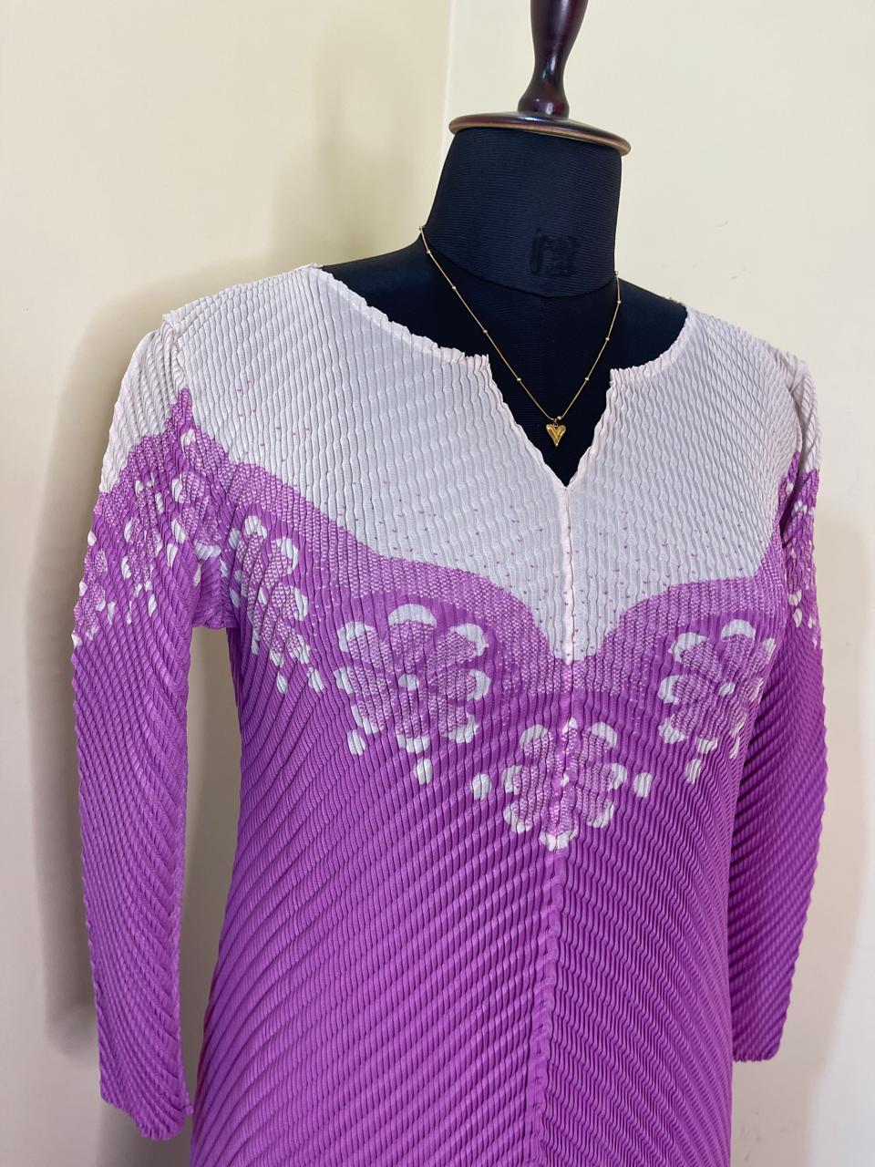 Lavender White Korean Dress