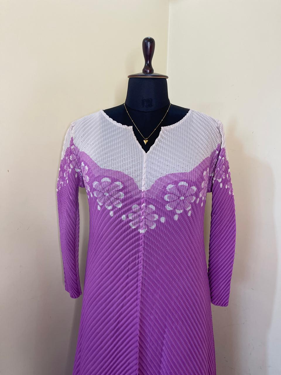 Lavender White Korean Dress