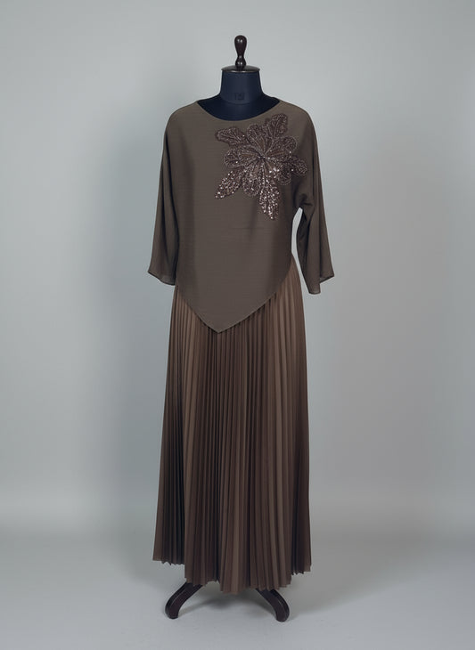 Chocolate Brown Korean Skirt Top